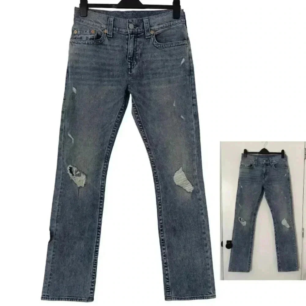 True Religion Ricky Relaxed Straight Denim Jeans Medium Light  Wash Men's 29